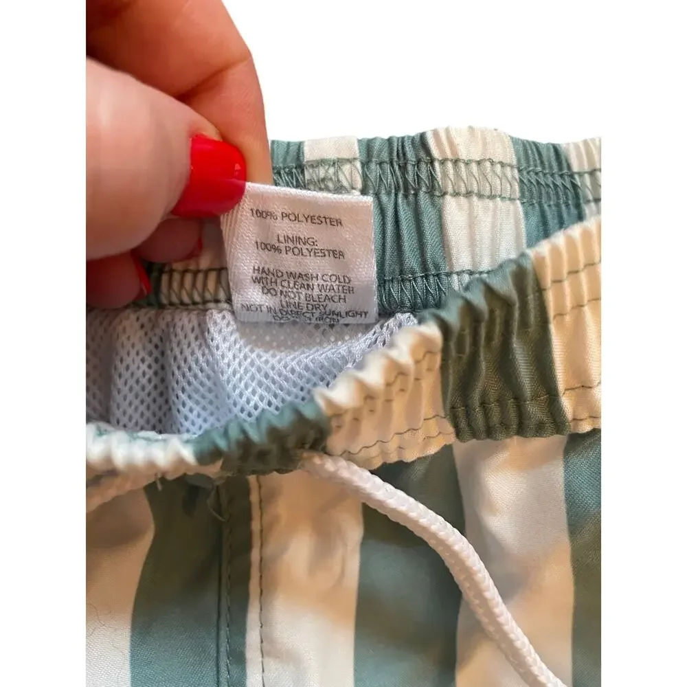 DILLARDS Baby Boy Swim Shorts Green White Striped 6-9 Months